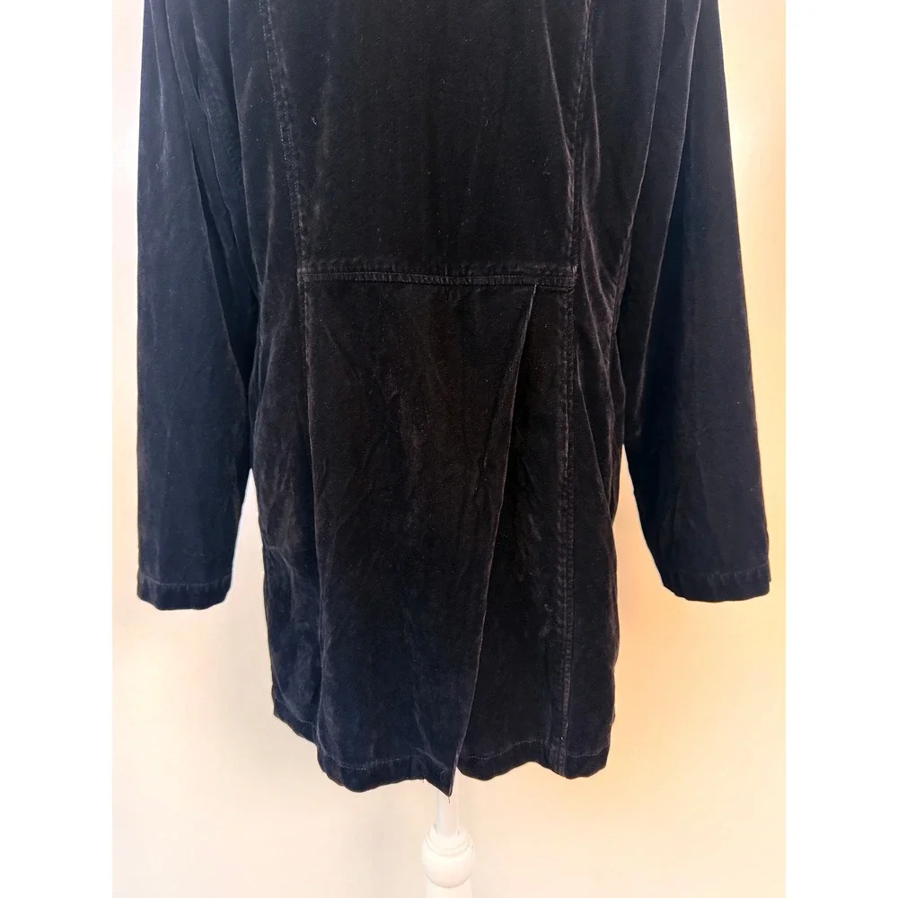 J.Jill‎ Black Velvet Blazer Jacket Petite SP Button Front Collared Riding Coat